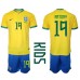 Günstige Brasilien Antony #19 Babykleidung Heim Fussballtrikot Kinder WM 2022 Kurzarm (+ kurze hosen)